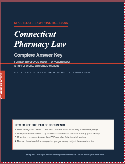 Connecticut Pharmacy Law MPJE Study Bundle  - Instant PDF Download
