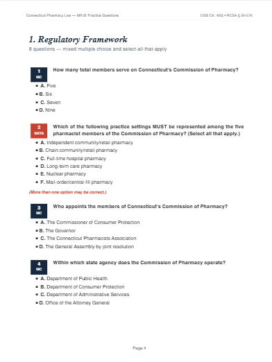 Connecticut Pharmacy Law MPJE Study Bundle  - Instant PDF Download