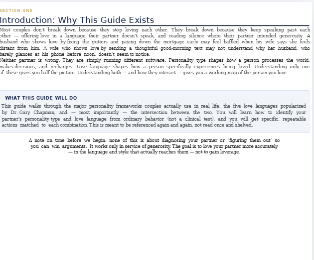 Loved the Way They Actually Need It A Couple's Guide to Personality Types, Love Languages, and the Small Actions That Mean the Most - Instant PDF Download