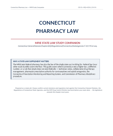 Connecticut Pharmacy Law MPJE Study Bundle  - Instant PDF Download