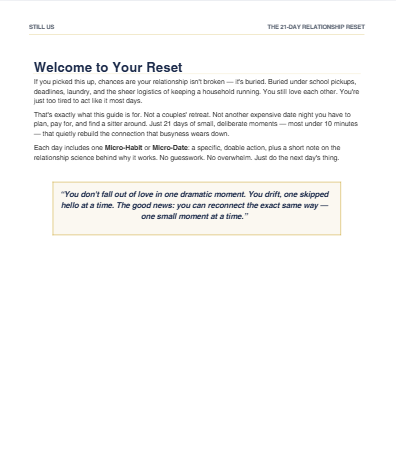 STILL US The 21-Day Relationship Reset  - Instant PDF Download